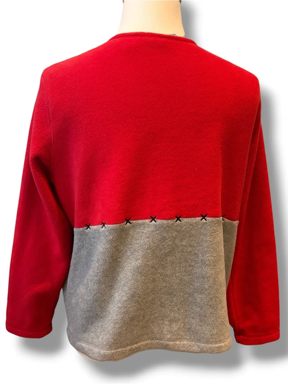 C&B Sport (Croft & Barrow) Woman's Red Christmas Novelty Fleece Jacket Size L